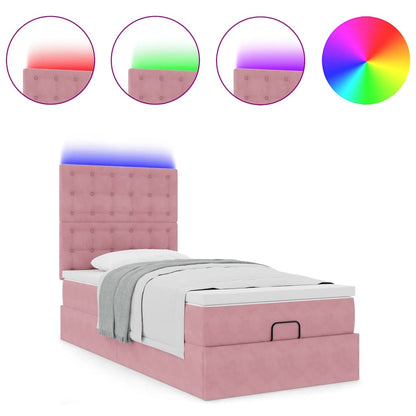 Struttura Letto Pouf con Materassi Rosa 80x200 cm Velluto | homemem39