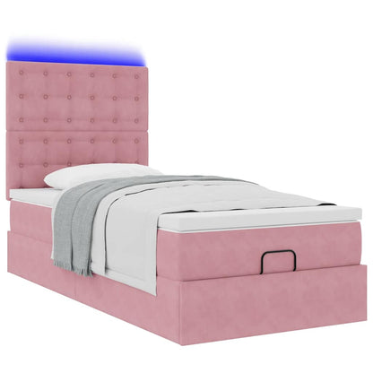 Struttura Letto Pouf con Materassi Rosa 80x200 cm Velluto | homemem39
