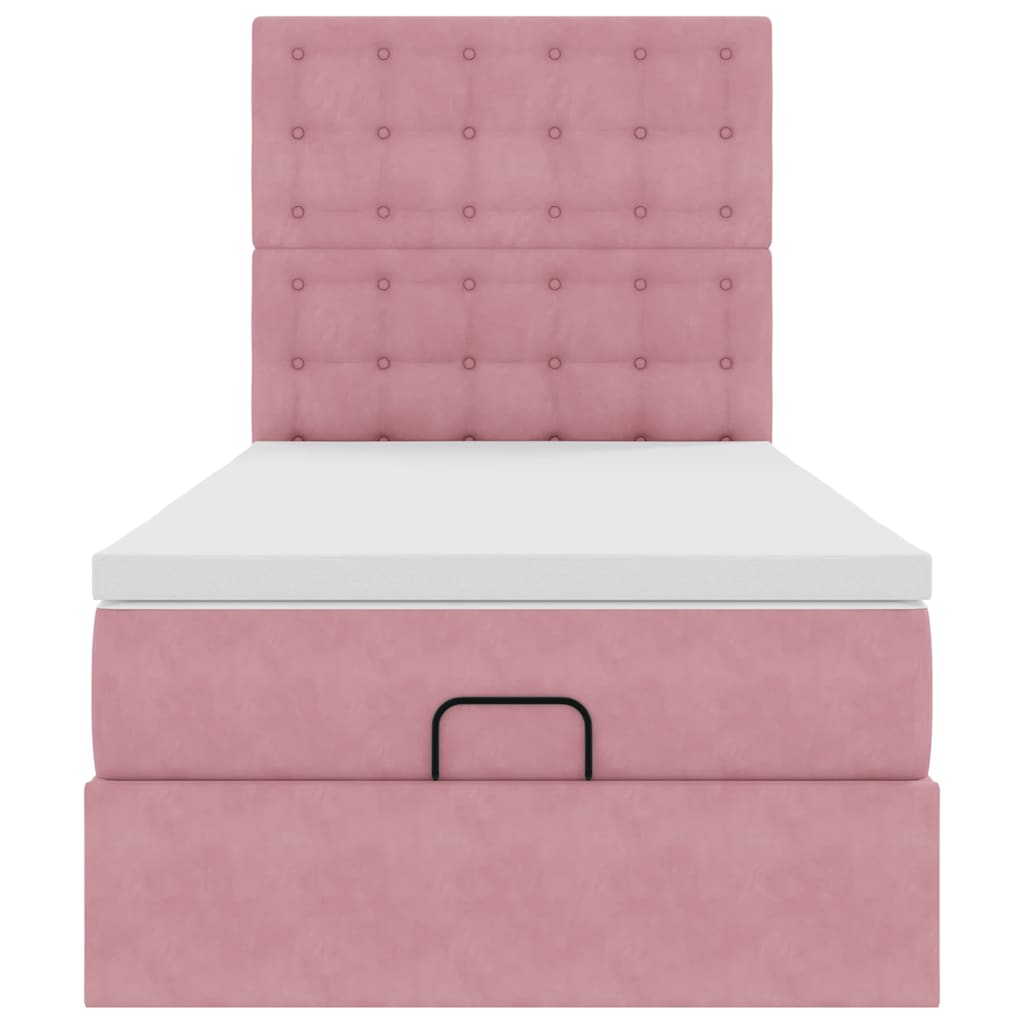 Struttura Letto Pouf con Materassi Rosa 80x200 cm Velluto | homemem39
