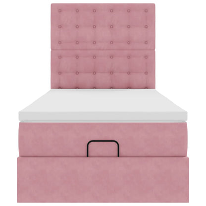 Struttura Letto Pouf con Materassi Rosa 80x200 cm Velluto