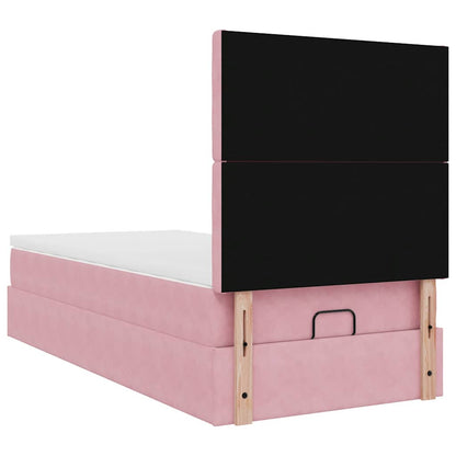 Struttura Letto Pouf con Materassi Rosa 80x200 cm Velluto | homemem39