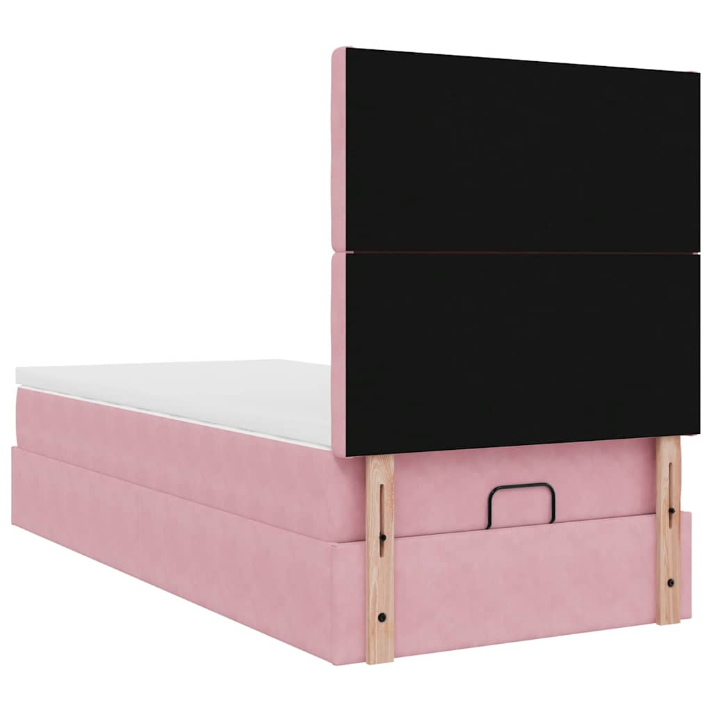 Struttura Letto Pouf con Materassi Rosa 80x200 cm Velluto