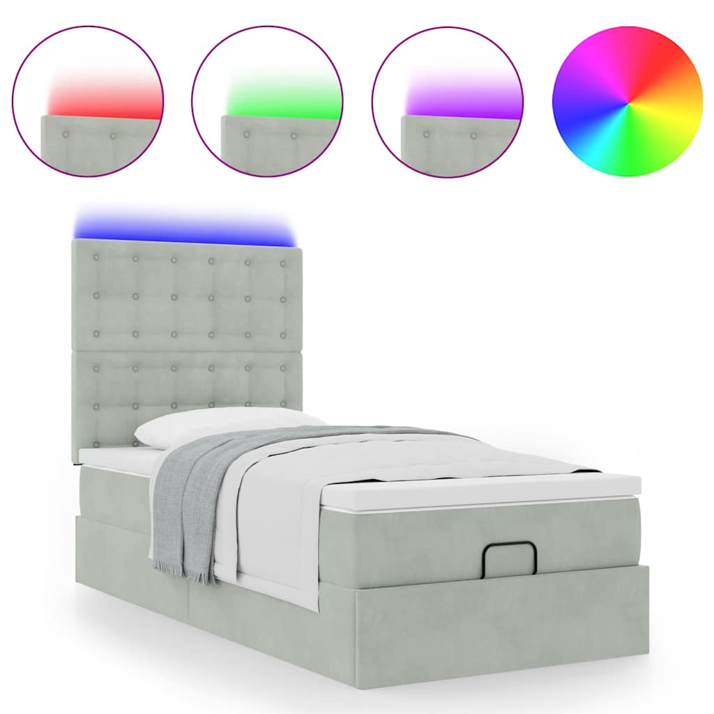 Struttura Letto Pouf con Materassi 90x190 cm in Velluto | homemem39