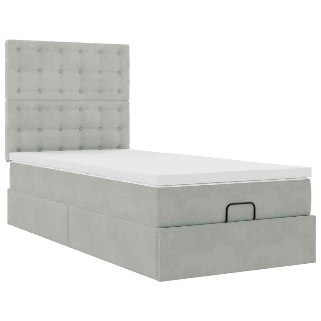 Struttura Letto Pouf con Materassi 90x190 cm in Velluto | homemem39