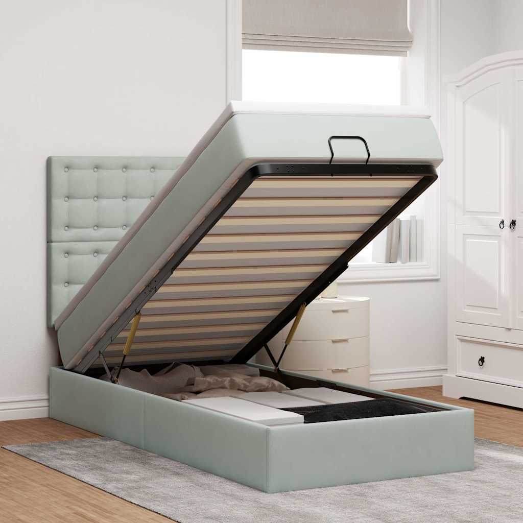 Struttura Letto Pouf con Materassi 90x190 cm in Velluto | homemem39