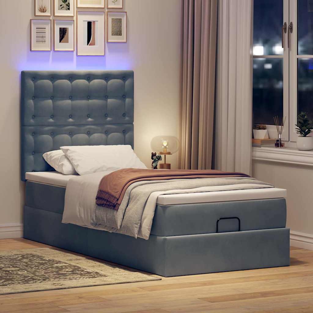 Struttura Letto Pouf con Materassi 90x190 cm in Velluto | homemem39