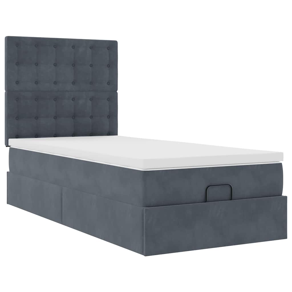 Struttura Letto Pouf con Materassi 90x190 cm in Velluto | homemem39