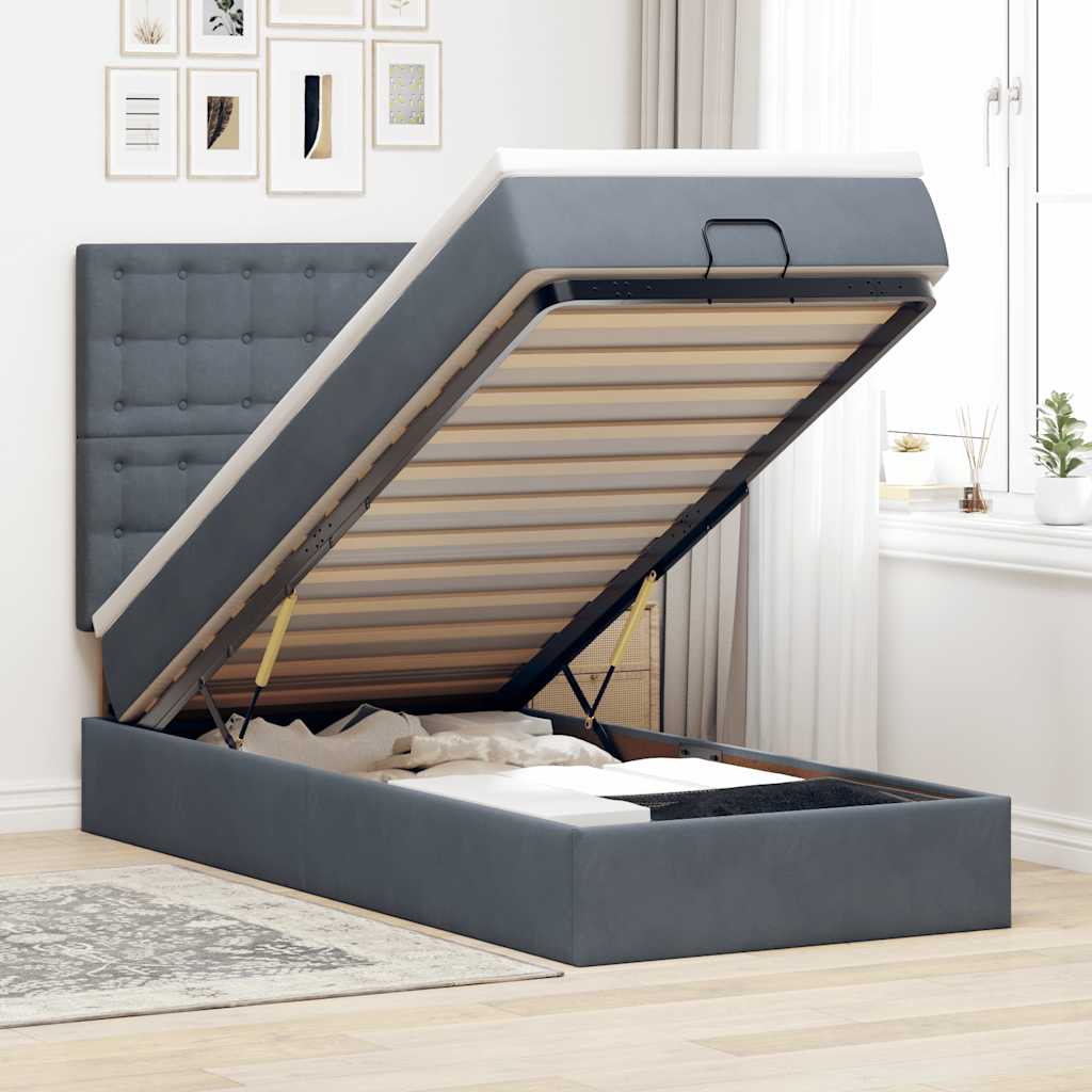 Struttura Letto Pouf con Materassi 90x190 cm in Velluto | homemem39