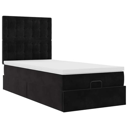 Struttura Letto Pouf con Materassi Nero 90x190 cm in Velluto | homemem39