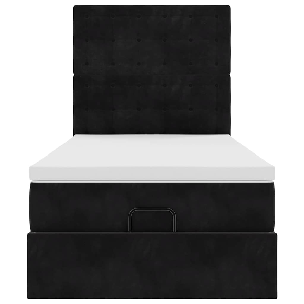 Struttura Letto Pouf con Materassi Nero 90x190 cm in Velluto | homemem39