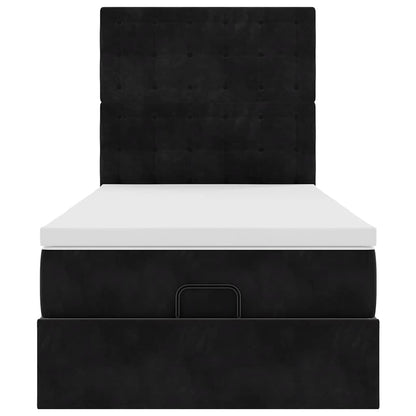 Struttura Letto Pouf con Materassi Nero 90x190 cm in Velluto | homemem39