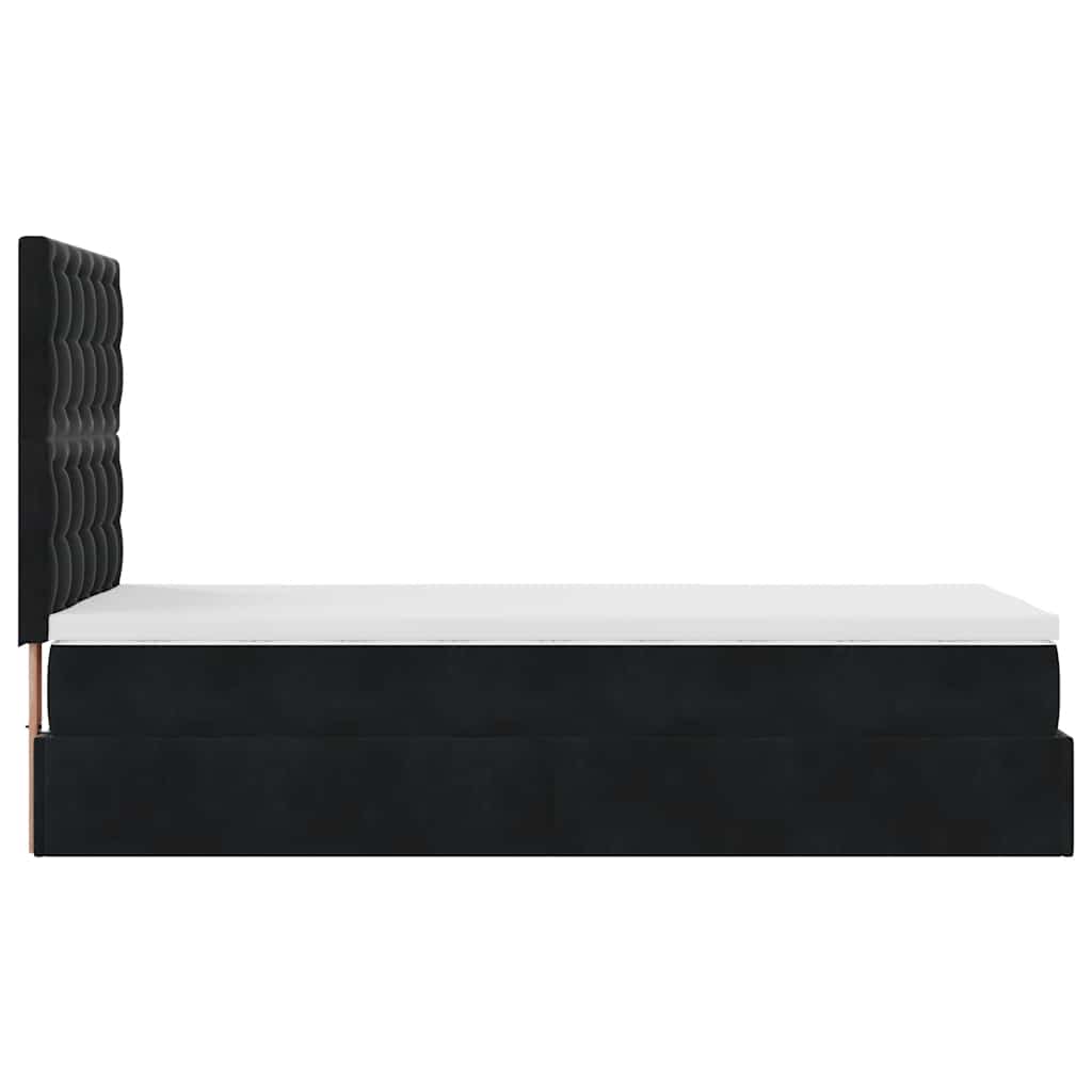 Struttura Letto Pouf con Materassi Nero 90x190 cm in Velluto | homemem39