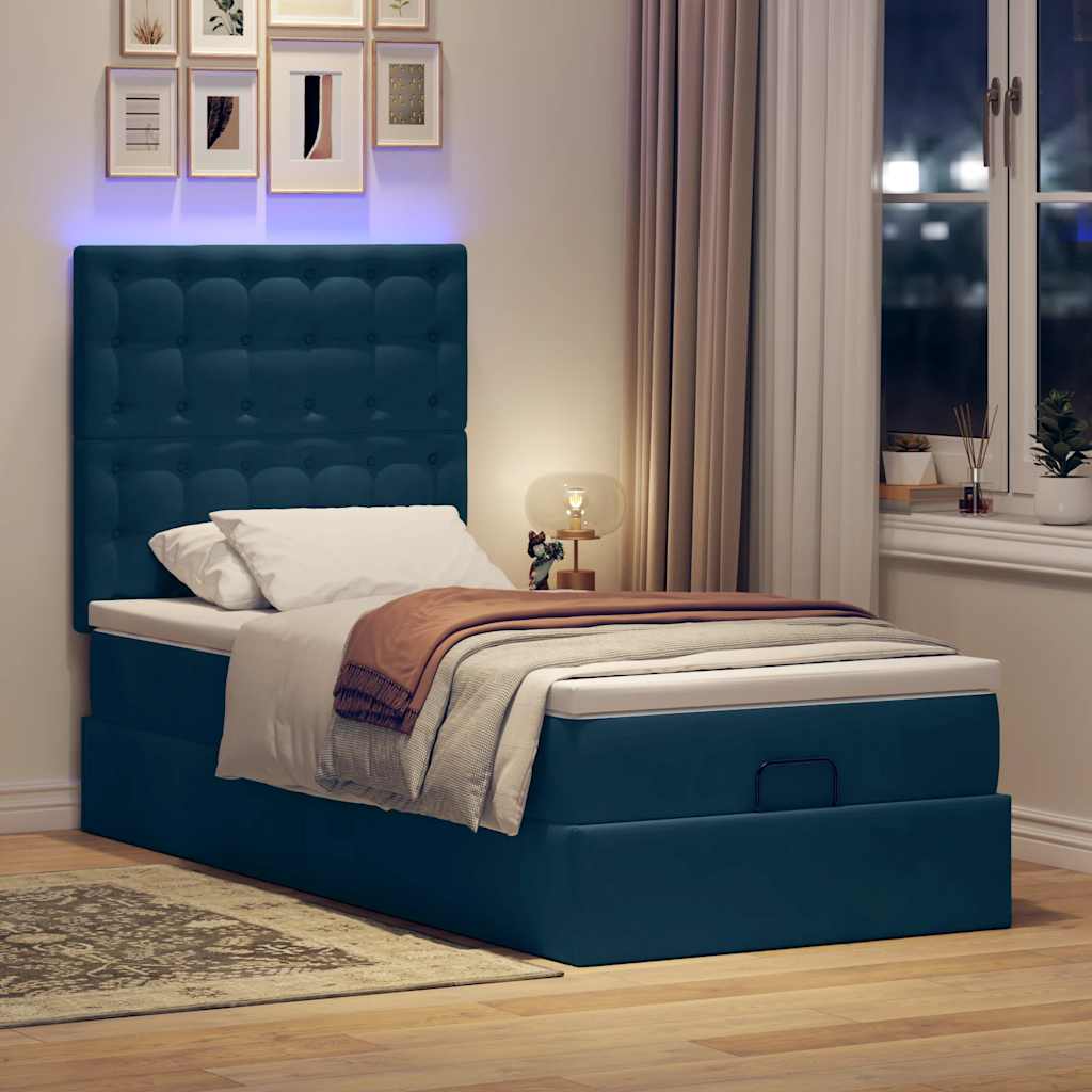 Struttura Letto Pouf con Materassi 90x190 cm in Velluto | homemem39