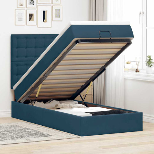 Struttura Letto Pouf con Materassi 90x200 cm in Velluto