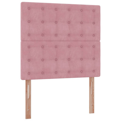 Struttura Letto Pouf con Materassi Rosa 90x200 cm in Velluto
