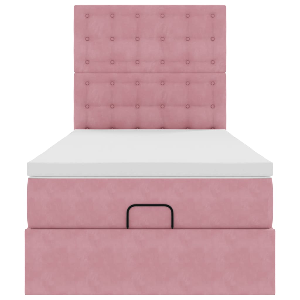 Struttura Letto Pouf con Materassi Rosa 90x200 cm in Velluto | homemem39