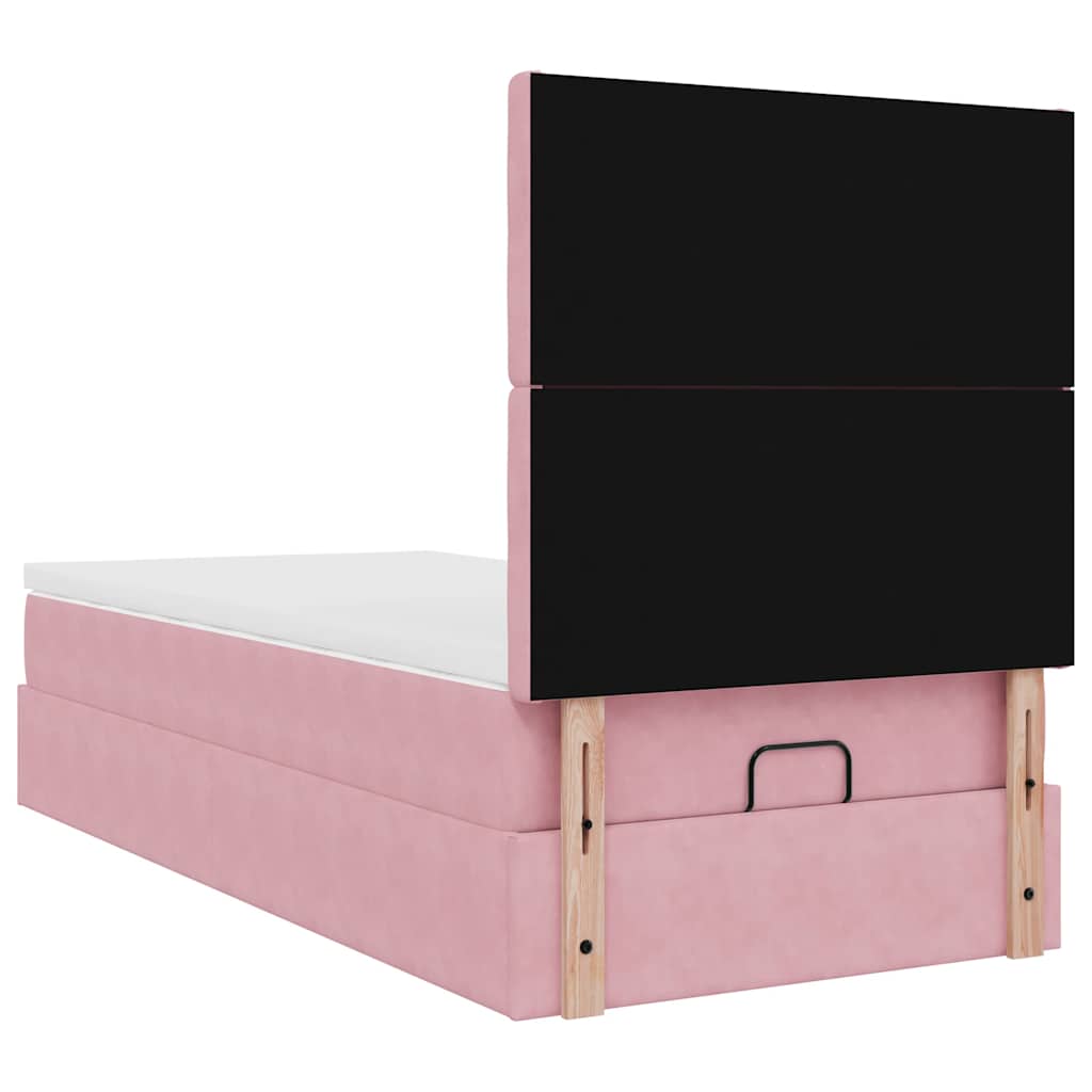 Struttura Letto Pouf con Materassi Rosa 90x200 cm in Velluto | homemem39