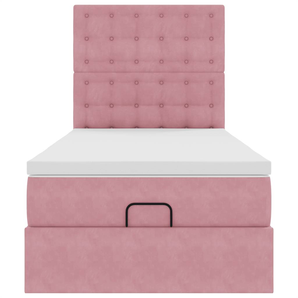 Struttura Letto Pouf con Materassi Rosa 100x200 cm Velluto - homemem39