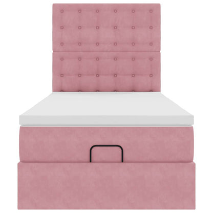 Struttura Letto Pouf con Materassi Rosa 100x200 cm Velluto - homemem39