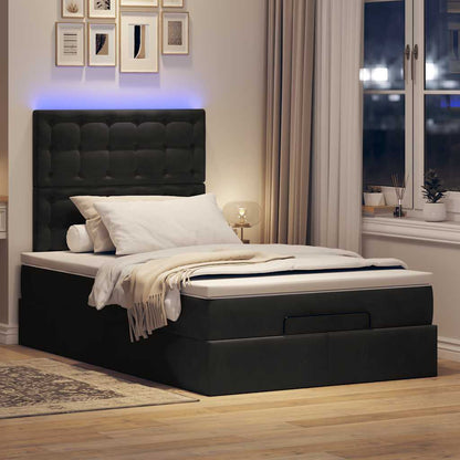 Struttura Letto Pouf con Materassi Nero 120x190 cm Velluto | homemem39