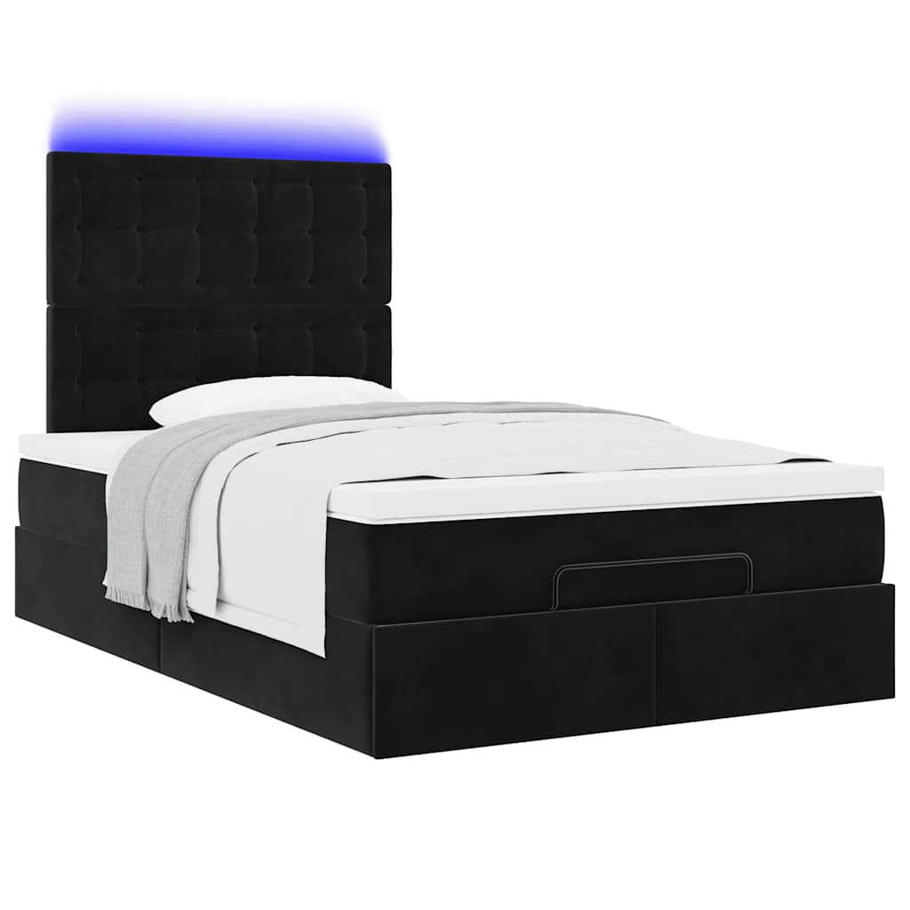 Struttura Letto Pouf con Materassi Nero 120x190 cm Velluto | homemem39