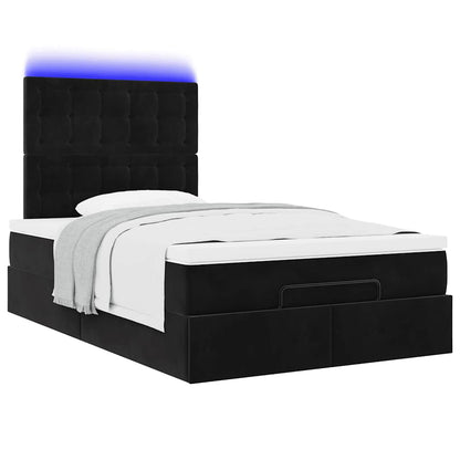 Struttura Letto Pouf con Materassi Nero 120x190 cm Velluto | homemem39