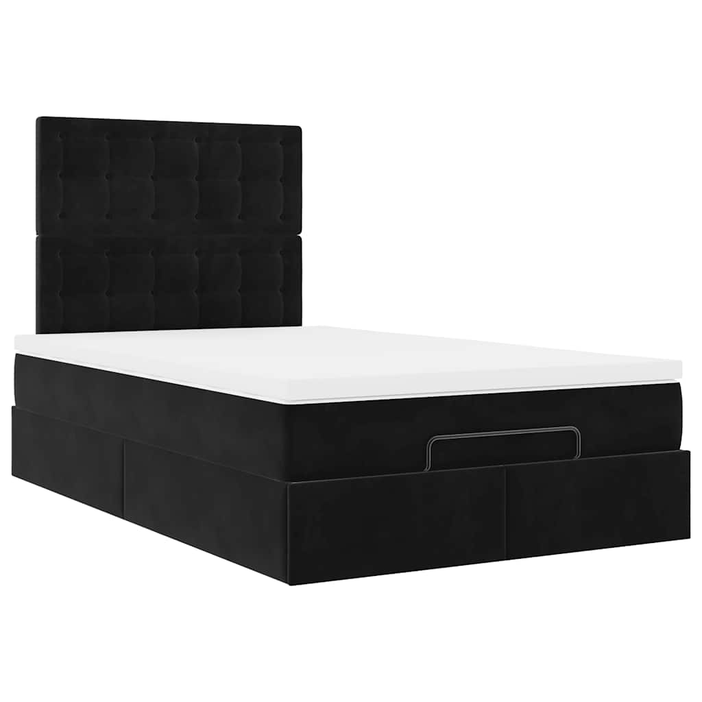Struttura Letto Pouf con Materassi Nero 120x190 cm Velluto | homemem39