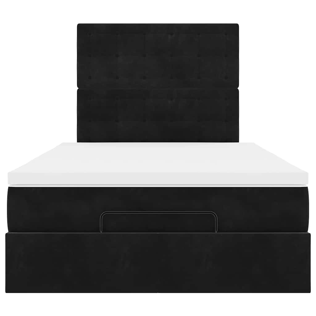 Struttura Letto Pouf con Materassi Nero 120x190 cm Velluto | homemem39