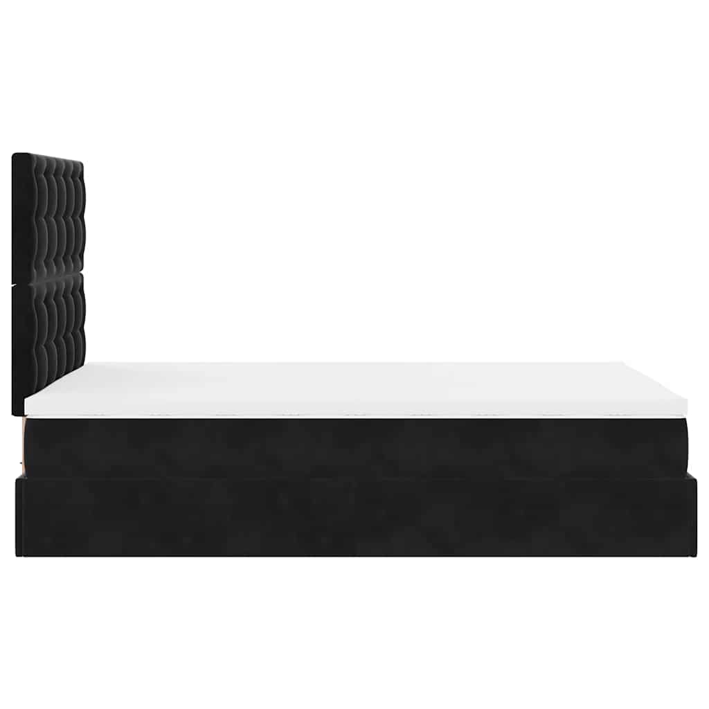 Struttura Letto Pouf con Materassi Nero 120x190 cm Velluto | homemem39