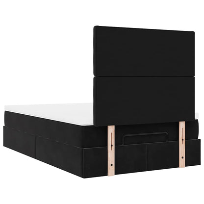 Struttura Letto Pouf con Materassi Nero 120x190 cm Velluto | homemem39
