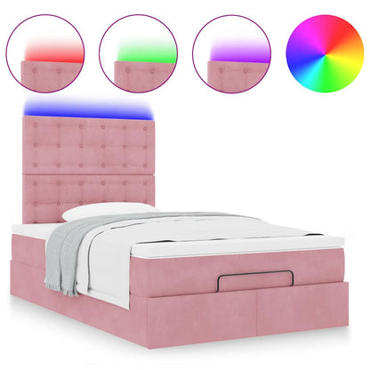 Struttura Letto Pouf con Materassi Rosa 120x190 cm Velluto | homemem39
