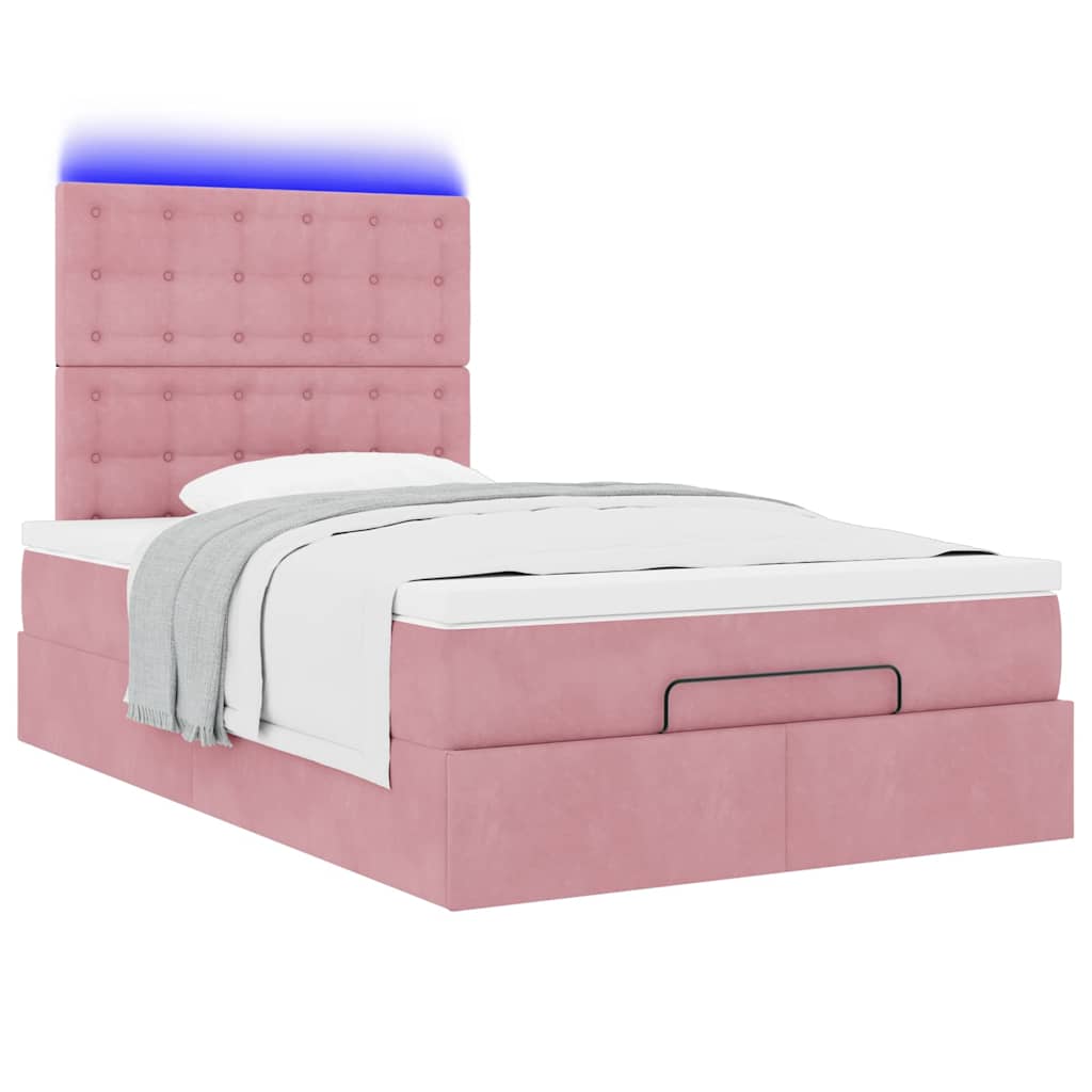 Struttura Letto Pouf con Materassi Rosa 120x190 cm Velluto | homemem39