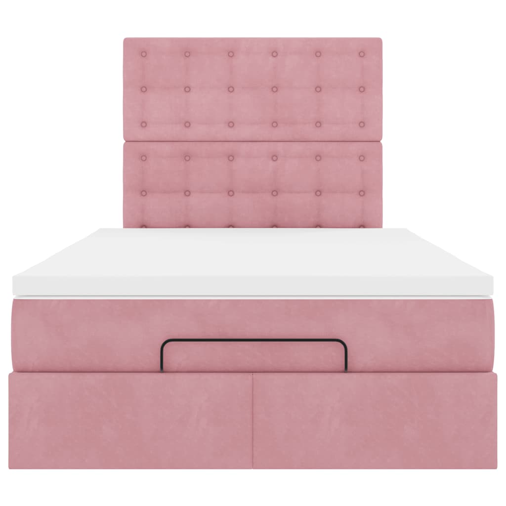 Struttura Letto Pouf con Materassi Rosa 120x190 cm Velluto | homemem39