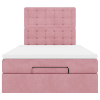 Struttura Letto Pouf con Materassi Rosa 120x190 cm Velluto | homemem39