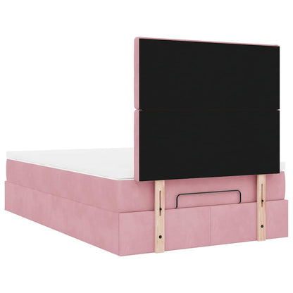 Struttura Letto Pouf con Materassi Rosa 120x190 cm Velluto | homemem39
