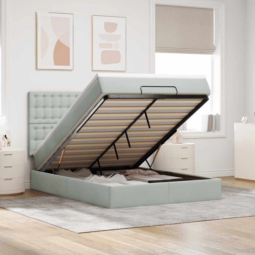 Struttura Letto Pouf con Materassi 140x190 cm Velluto | homemem39