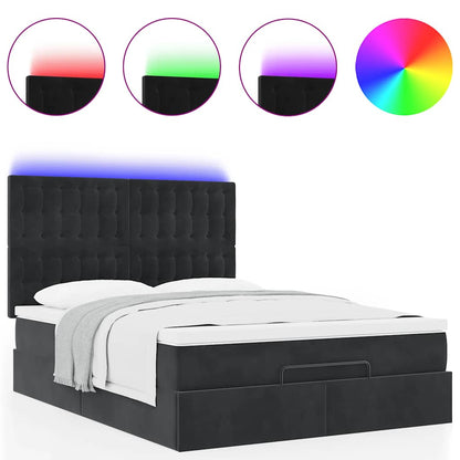 Struttura Letto Pouf con Materassi Nero 140x190 cm in Velluto | homemem39