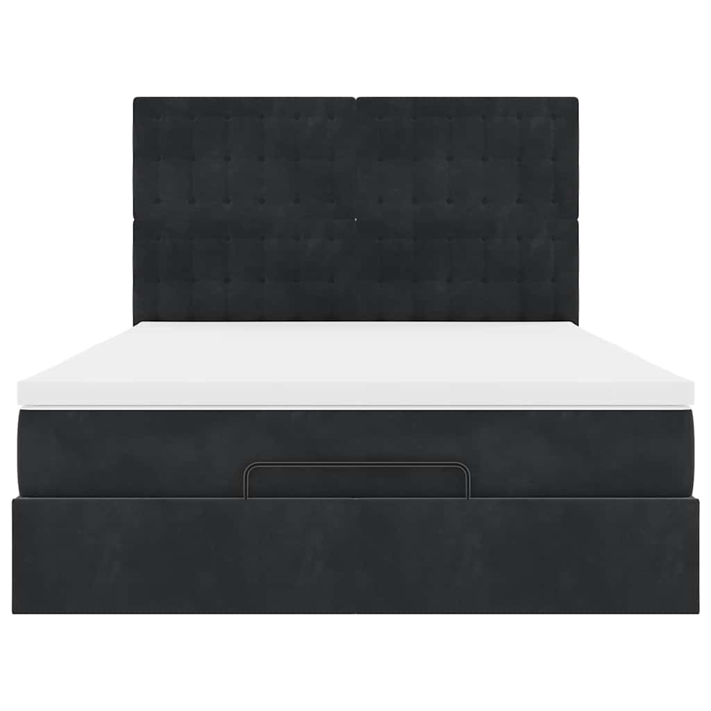 Struttura Letto Pouf con Materassi Nero 140x190 cm in Velluto | homemem39