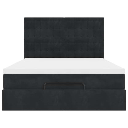 Struttura Letto Pouf con Materassi Nero 140x190 cm in Velluto | homemem39