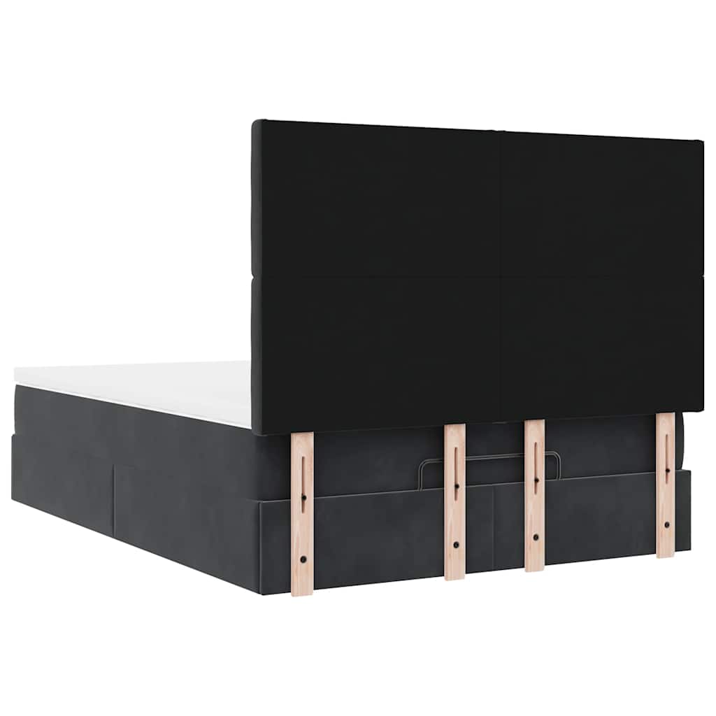 Struttura Letto Pouf con Materassi Nero 140x190 cm in Velluto | homemem39
