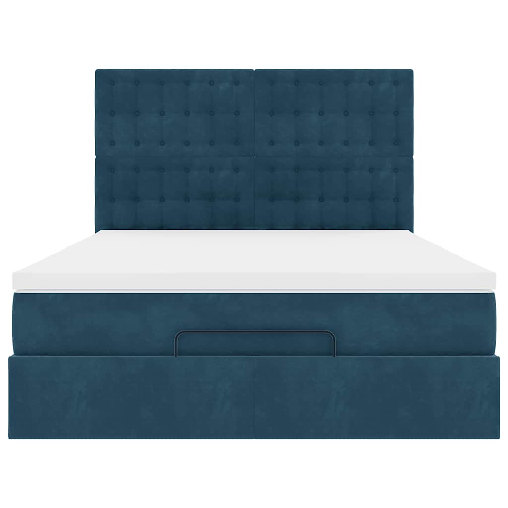 Struttura Letto Pouf con Materassi 140x190 cm in Velluto
