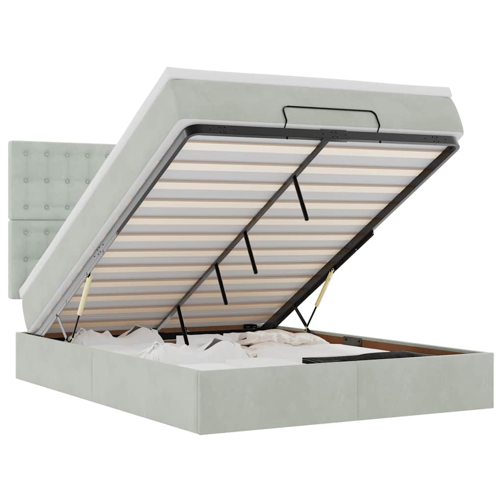 Struttura Letto Pouf con Materassi 140x200 cm in Velluto - homemem39