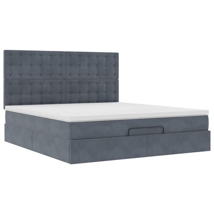 Struttura Letto Pouf con Materassi 160x200 cm in Velluto | homemem39