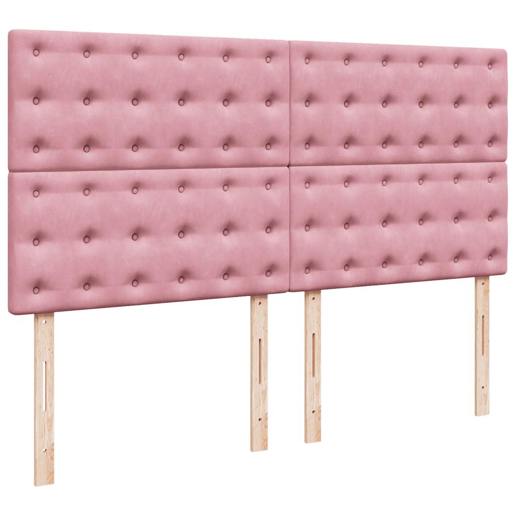 Struttura Letto Pouf con Materassi Rosa 160x200 cm Velluto | homemem39