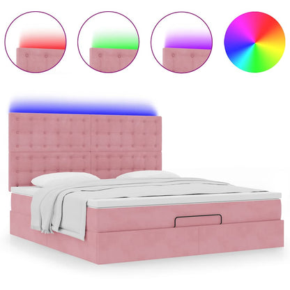 Struttura Letto Pouf con Materassi Rosa 180x200 cm Velluto | homemem39