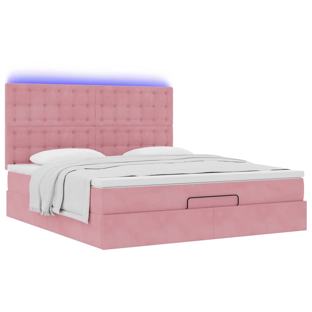 Struttura Letto Pouf con Materassi Rosa 180x200 cm Velluto | homemem39