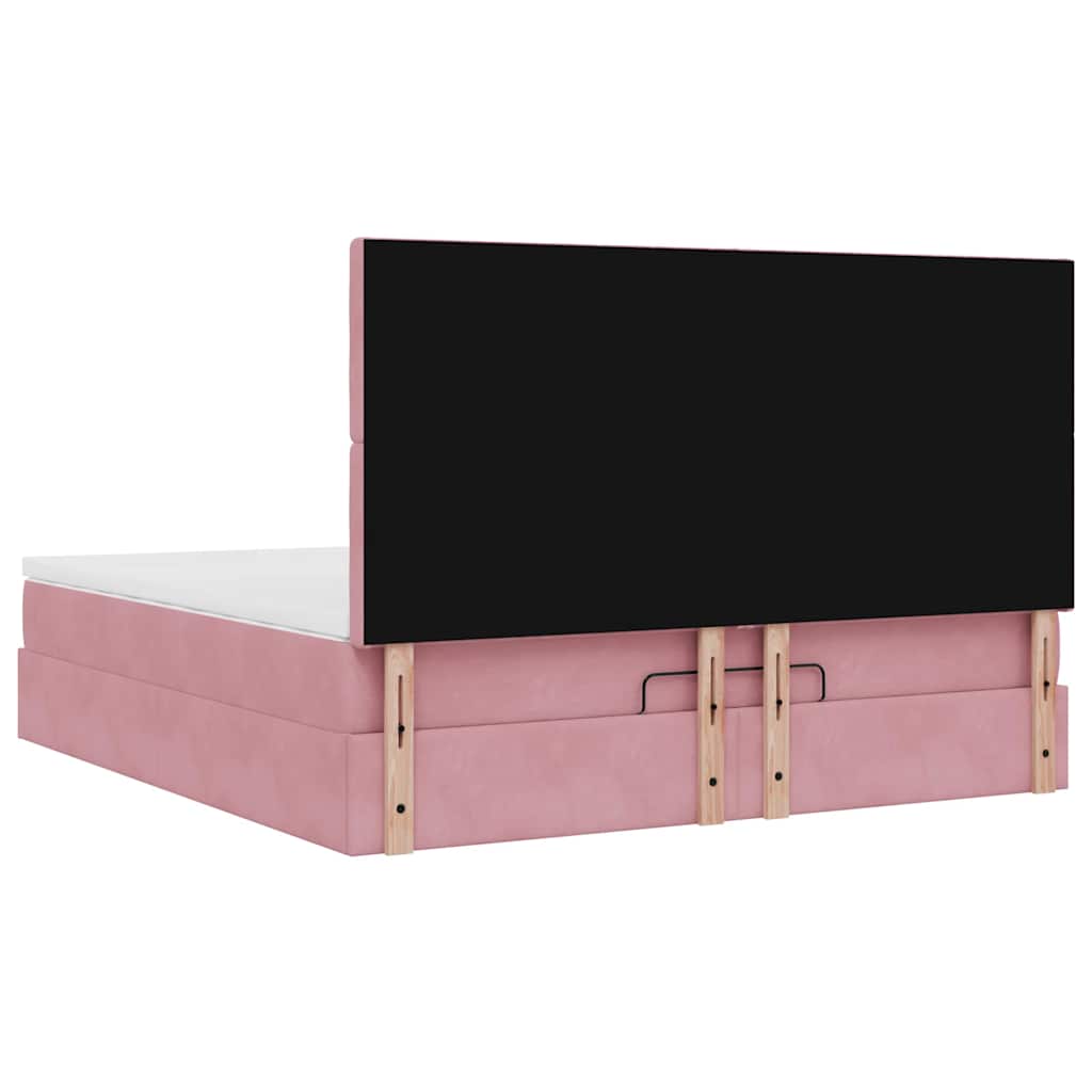 Struttura Letto Pouf con Materassi Rosa 180x200 cm Velluto | homemem39