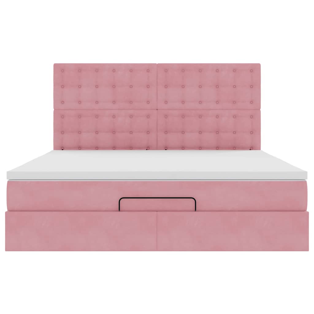 Struttura Letto Pouf con Materassi Rosa 180x200 cm Velluto | homemem39