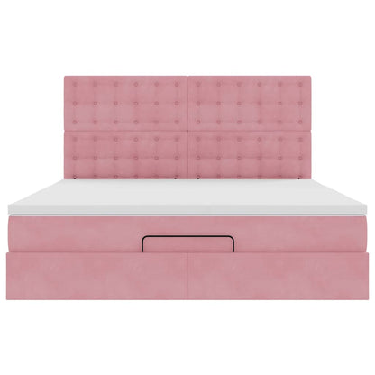 Struttura Letto Pouf con Materassi Rosa 180x200 cm Velluto | homemem39