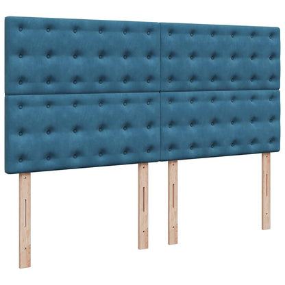 Pouf Letto con Materassi e LED Blu Scuro 200x200cm Velluto